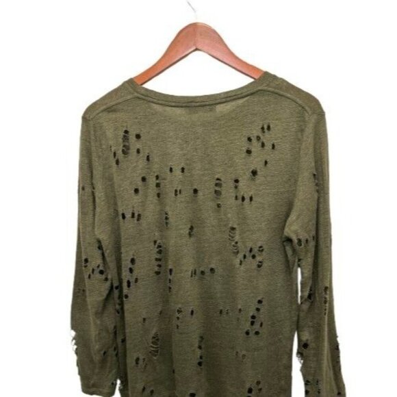 IRO Top Distressed Gray Size Medium Linen Crew Neck Torn Grunge Goth - Picture 6 of 8